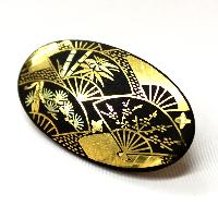 京象嵌　帯留め　【扇面　松竹梅】