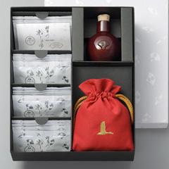 料亭の粉しょうゆ２８袋ギフトボックス(巾着+陶器)