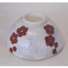 志野ヤリ梅飯碗(赤)