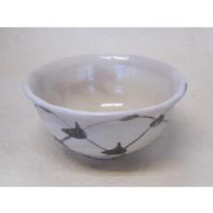 志野点格子飯碗(黒)