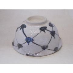 志野点格子飯碗(黒)