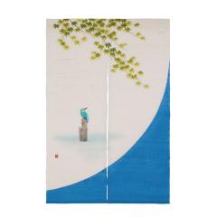 【洛柿庵】のれん「楓にかわせみ」 