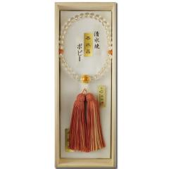 ＜京念珠&reg;＞京焼・清水焼と本水晶の片手数珠（ポピー）本絹頭房