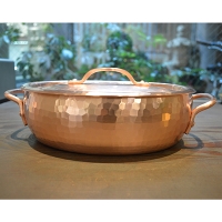 銅製オーバル型両手鍋（浅型・小／横幅23.3cm×深さ7cm）