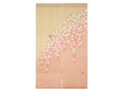 【洛柿庵】のれん「桜に四十雀」 