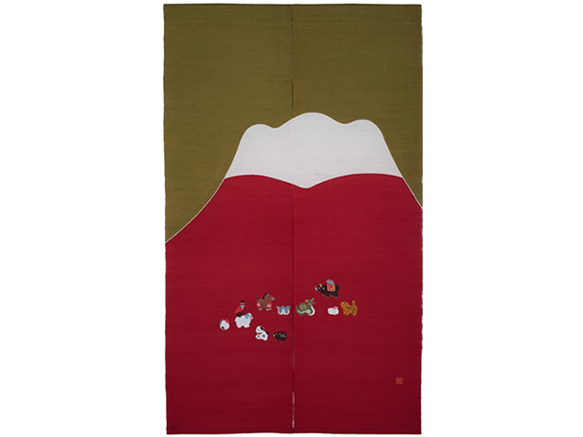 【洛柿庵】のれん「赤富士十二支」 