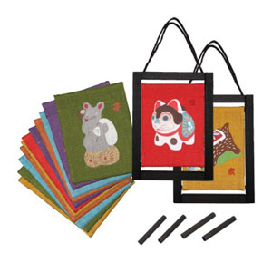 【洛柿庵】ミニ木枠タペストリー「十二干支セット」 