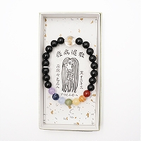 黒オニキス　アマビエ×厄除七色石ブレスレット