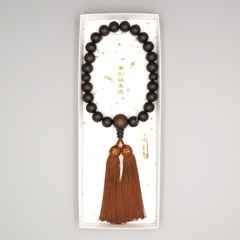 縞黒檀スビキ　片手22玉共仕立　人絹頭房（茶）