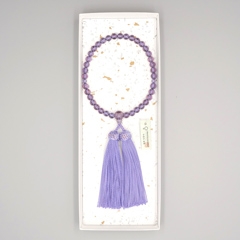 玻璃ローズ　片手7mm共仕立　人絹頭房（藤）