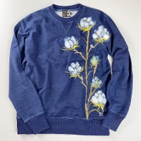 コットンフラワー　インディゴスウェット（抜染加工）