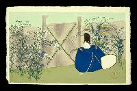 神坂雪佳　木版画　仲國