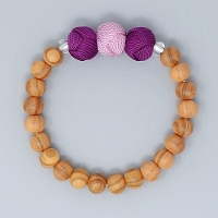 一凛ブレスレット　紫オリーブ木玉タイプ